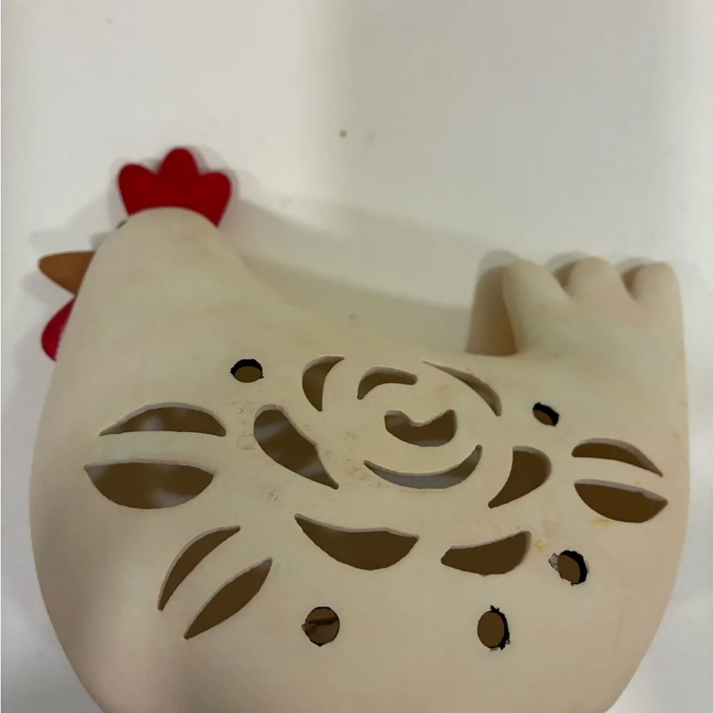 Easter Chicken Light W/Floral Cut Out light inside is YES included Kitsch Decor